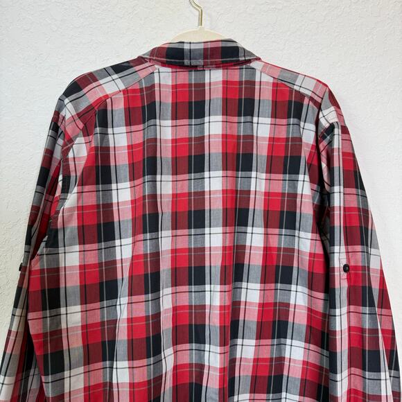 Men's Columbia Red White Black Plaid Button Down Long Sleeve Size‎ L - Picture 6 of 8